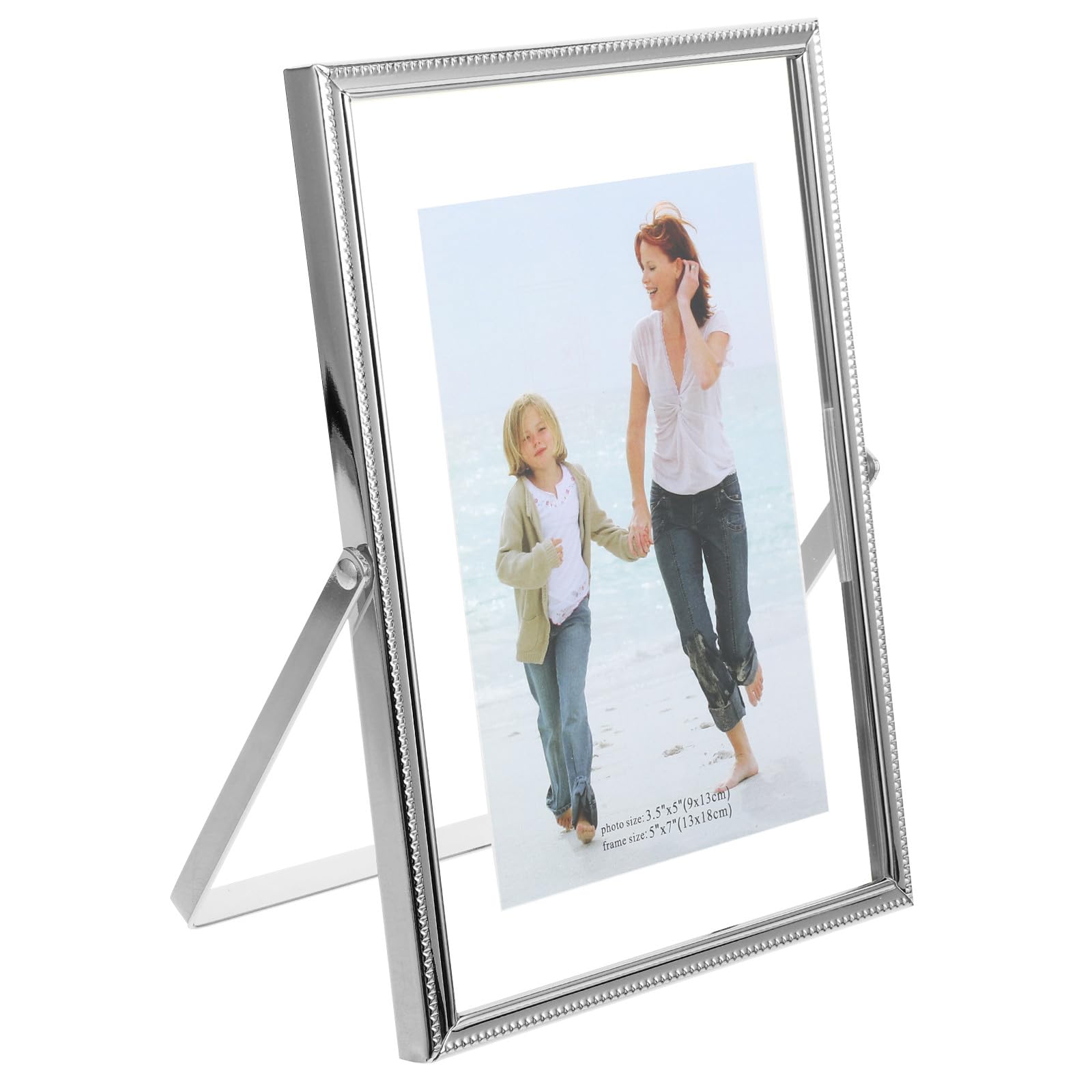 Gadpiparty Marco de Fotos Doble Cara de Cristal Transparente Soporte Metálico Plegable Marco Decorativo para Escritorio 7 Pulgadas Vertical para Recuerdos Familiares