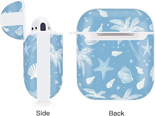 Miniatura 3 de Funda de palmera y conchas marinas para Airpod 21 con llavero protector completo de plástico accesorios para la piel para mujeres y hombres