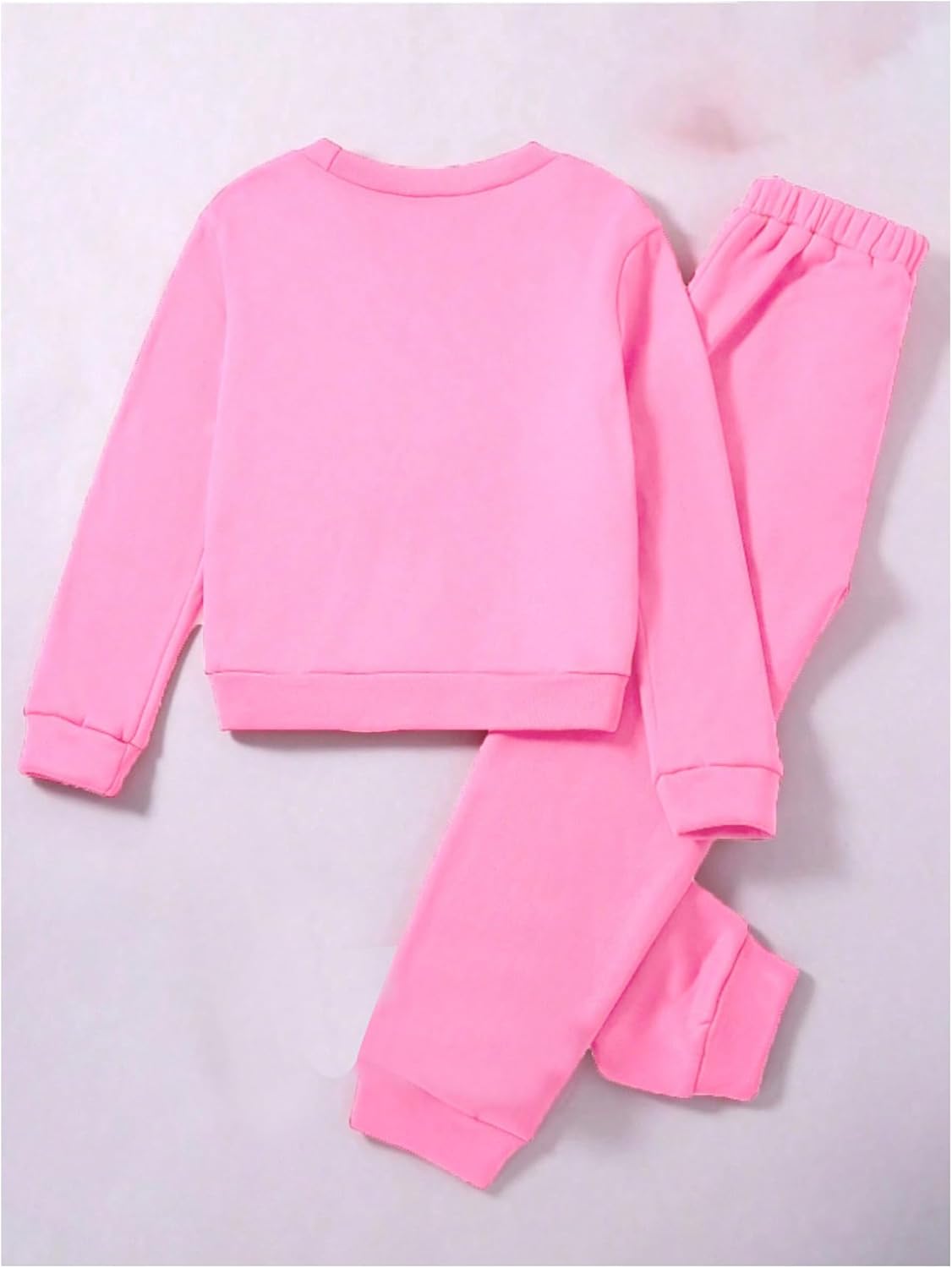 WDIRARA Girl's 2 Piece Sweatsuit Sets Checkered Smile Face Long Sleeve Sweatshirt and Sweatpants Set - Image 2