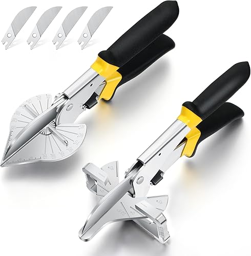 Lothee Cizalla de inglete para moldeo de corte angular, cortador redondo de un cuarto de corte, cizalla ajustable a 22.5 a 135 grados, herramienta