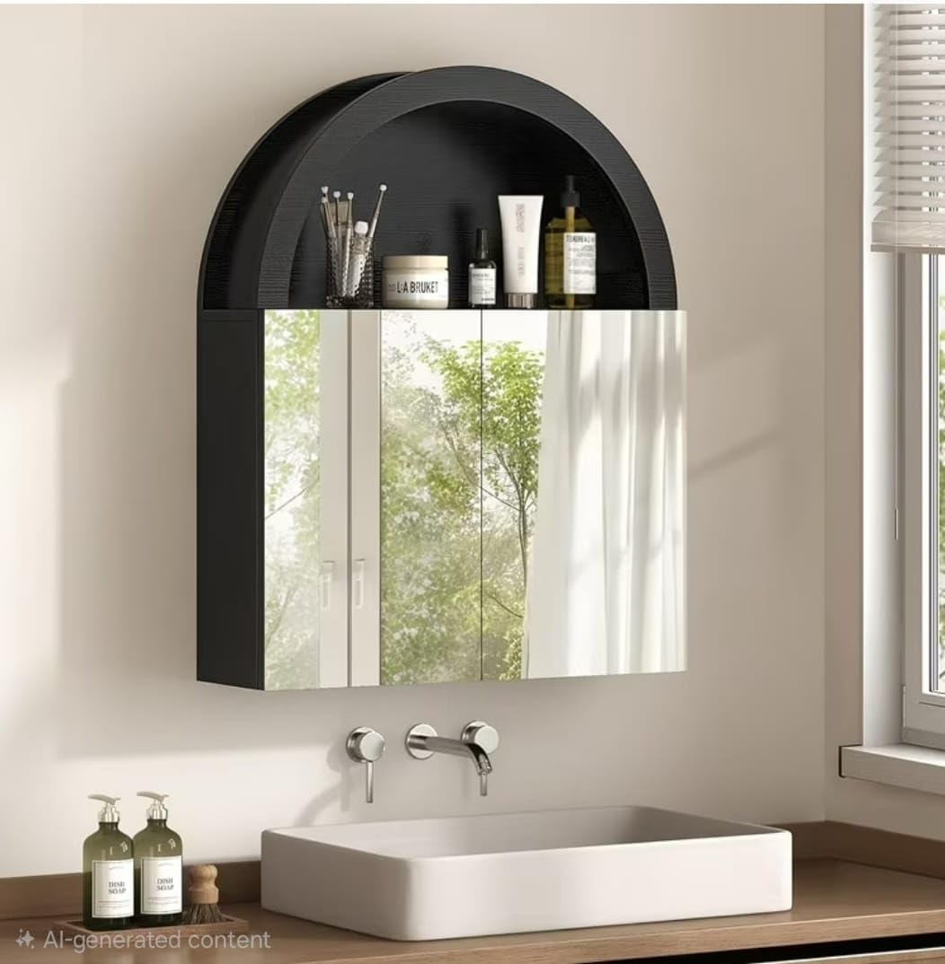 iSTAR Premium Multipurpose Wall Mounted Storage Cabinet with Mirror, Bathroom Cabinet with Mirror/ABS Bathroom Storage Cabinet/Wall Mounted Bathroom Cabinet/Mirror with Storage for Bathroom(Black)-picture-23