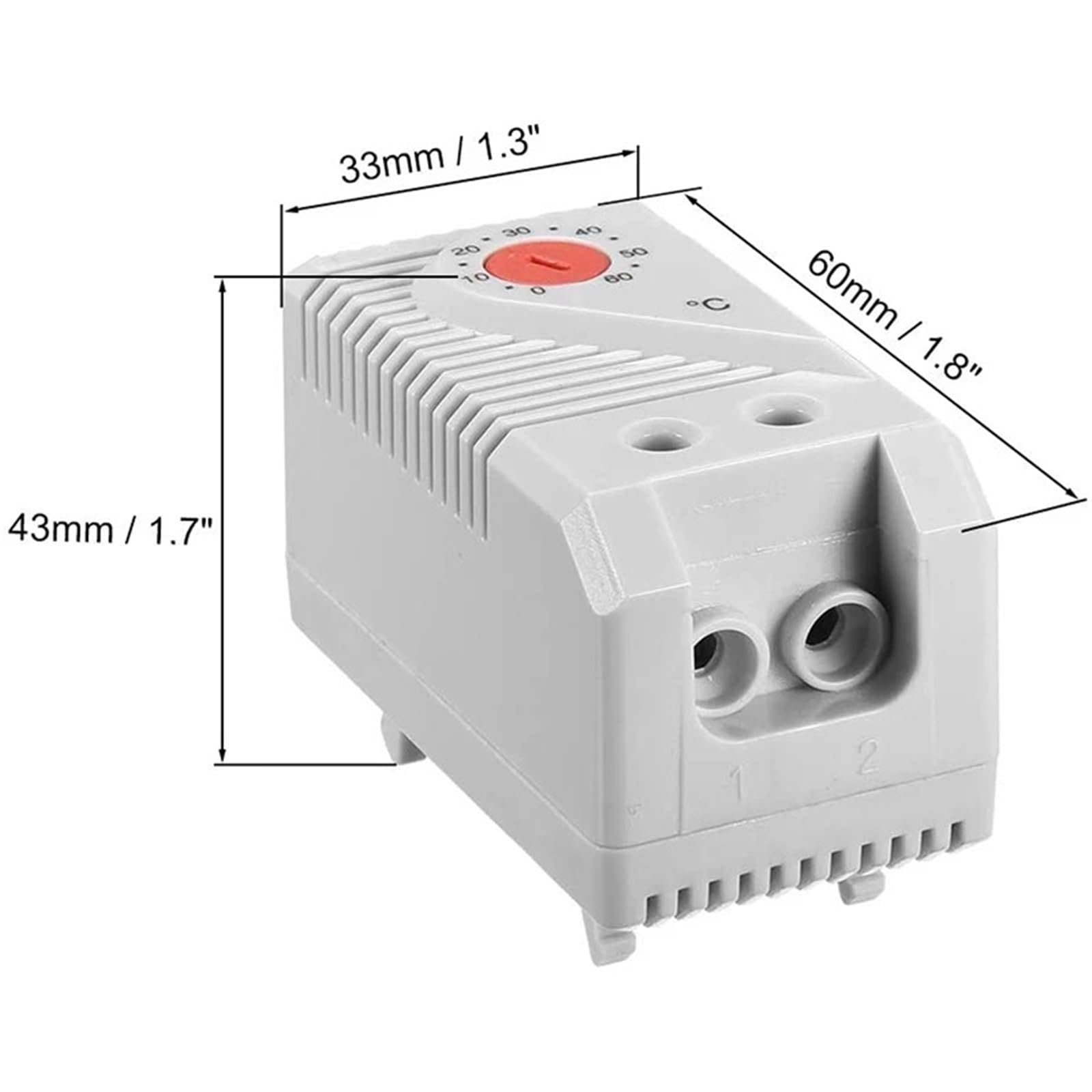 Termostato meccanico, KTO011 0-60Celsius Regolabile Compatto Normalmente Chiuso (NC) Interruttore di Controllo della Temperatura, Rosso