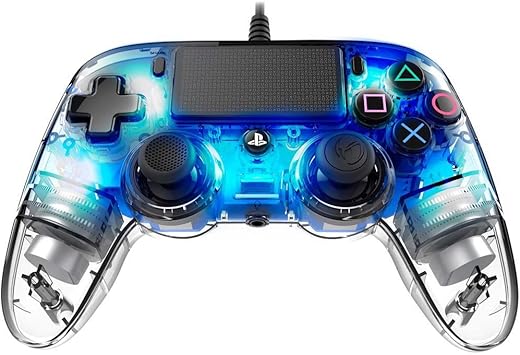 Nacon Wired Illuminated Compact Controller for PS4 (Blue) PlayStation official Licensed Product