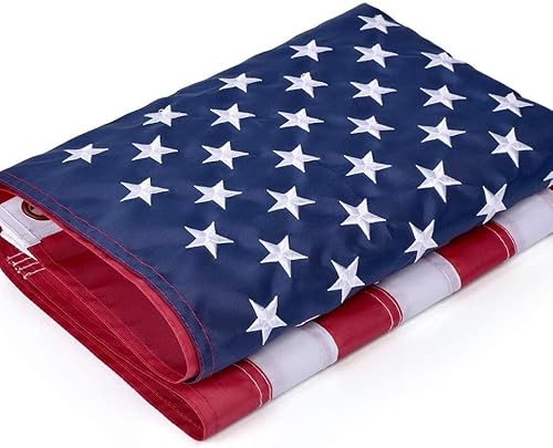American Flag 4x6 ft Embroidered Stars and Sewn Stripes with Brass Grommets Oxford Nylon US Flag Durable Fabric Indoor Outdoor Use