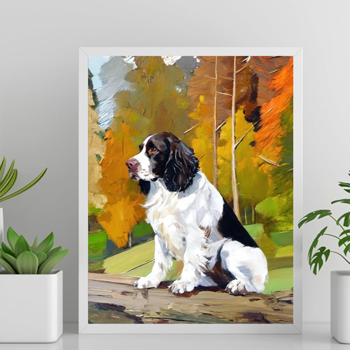 Paint by Numbers Springer Spaniel Dog DIY Acrylic Painting Kit with Brushes Pigment Oil Painting Artwork Adults Beginners Wall Decor 12x16inch(30x40cm) Frameless