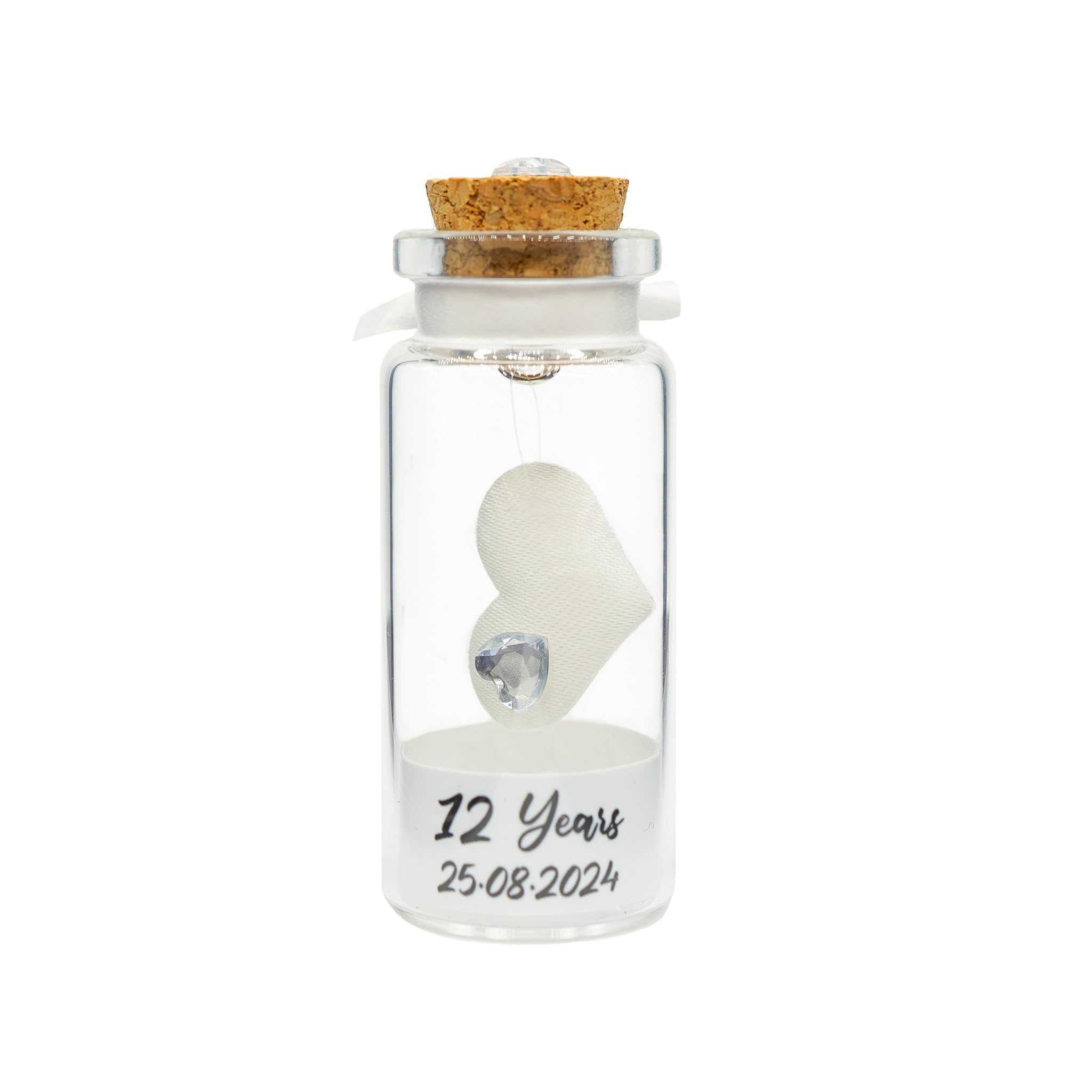 Personalised 12th Silk Anniversary Miniature Keepsake Gift - Personalised 12 Year Wedding Anniversary Present for Him or Her