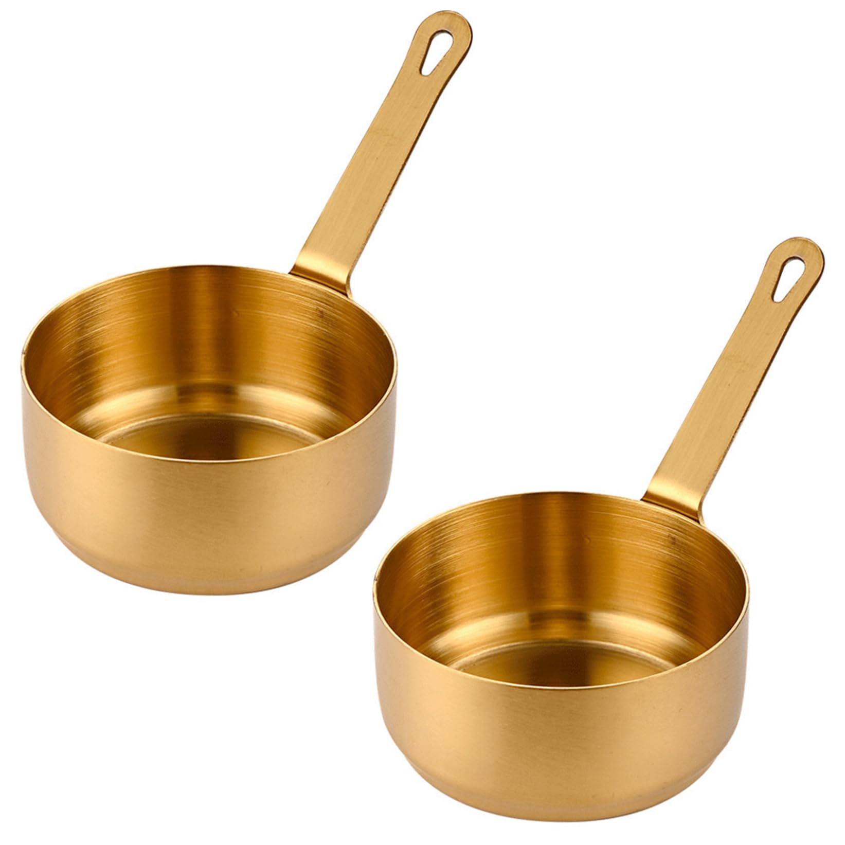 Grsrkep Stainless Steel Saucepan 2Pcs 3.38oz Mini Saucepan with Easy Hanging Handle Round Dipping Sauce Cups for Condiments, Seasoning, Gravy, Pepper