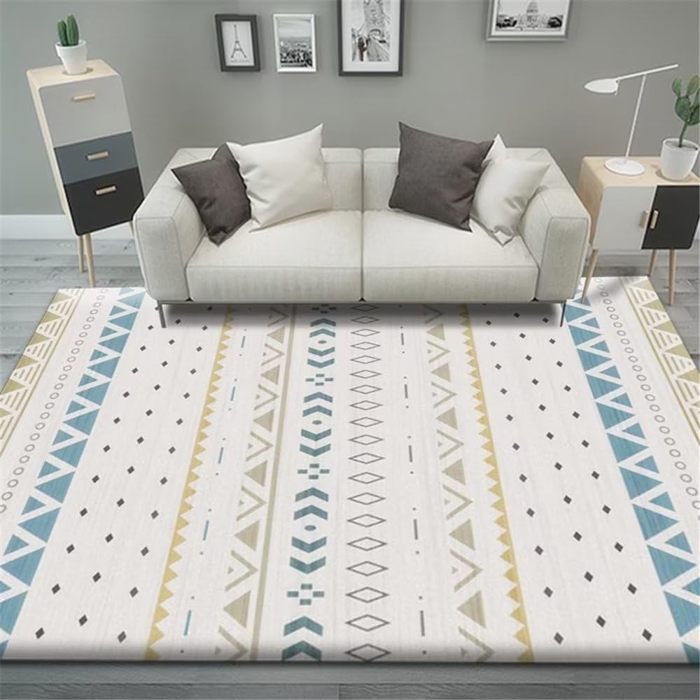 Tapis anti-acarien durable bleu à rayures 200x300 cm