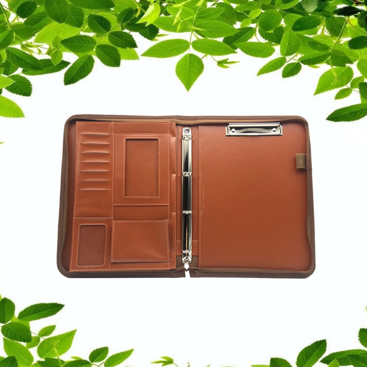 YARNOW Cartella Portadocumenti Multifunzionale con Chiusura a Cerniera in Pelle Pu Calcolatrice Integrata e Tasche Accessorie, per Ufficio Business Elegante