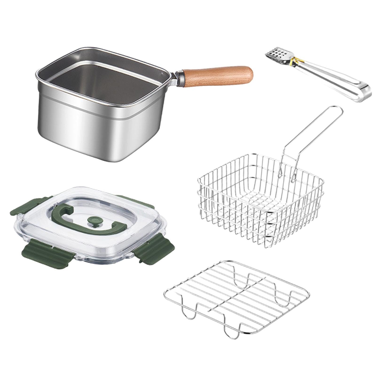 Small Deep Fryer Pot Outdoor Lid Fryer with Basket for | Small Deep Fryer Pot Outdoor Lid with Basket for Vegetables Fish Fries Stainless Steel-image-41