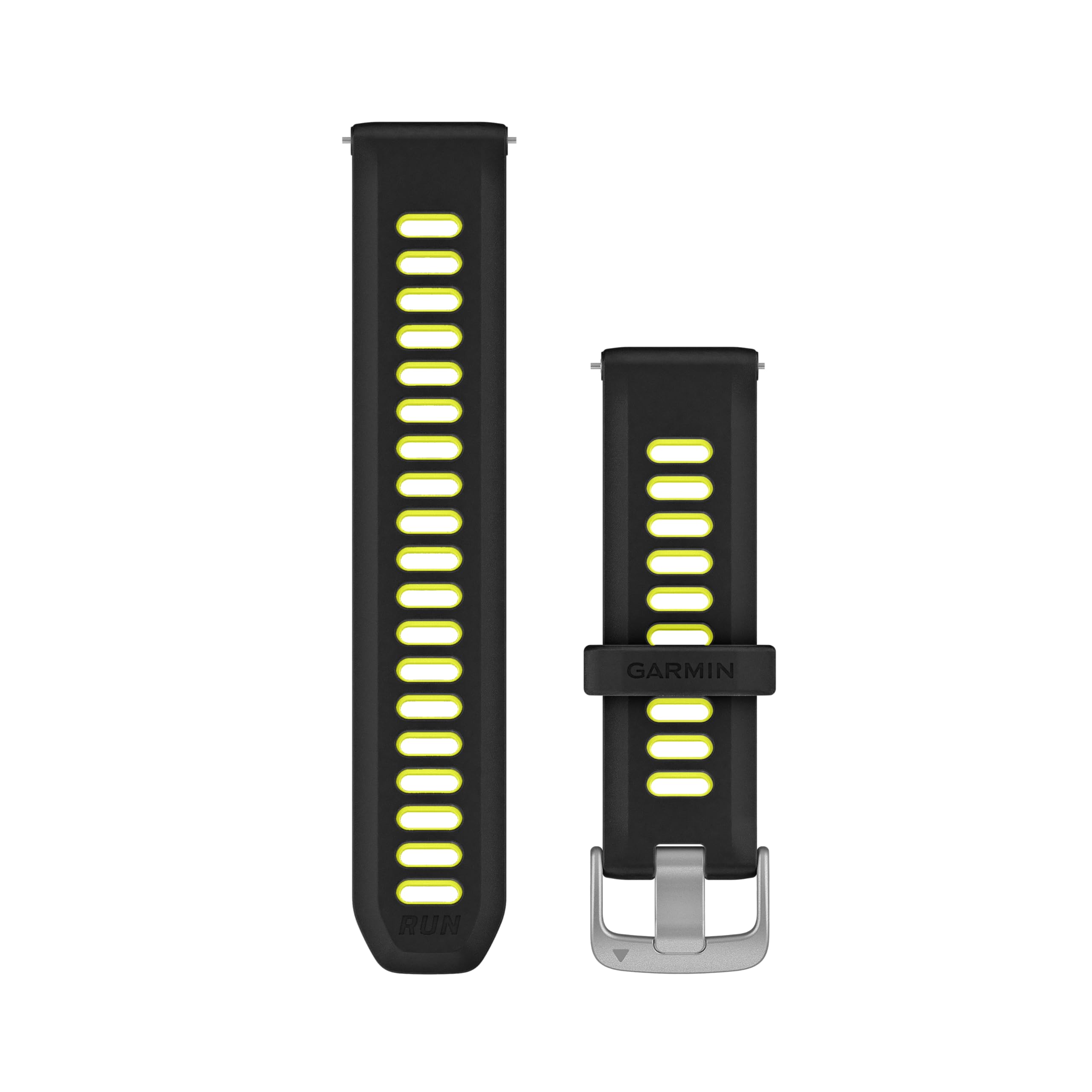 Garmin Bracelet de Montre Officiel Quick-Release, Silicone, Noir/Jaune | Bracelet de montre Garmin officiel, 20mm, compatible avec une sélection de produits, usage quotidien, résistant