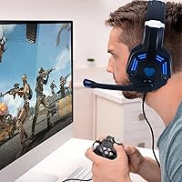 Vista 8 de Auriculares para juegos para PS4, PC, Xbox One, PS5, para Nintendo Switch, auriculares con cable sobre la oreja con sonido envolvente estéreo
