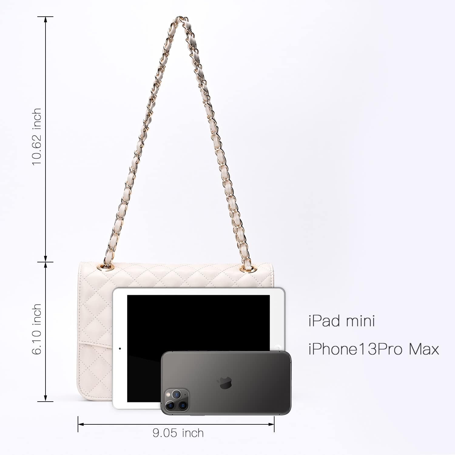 GM LIKKIE Quilted Shoulder Bag for Women, Medium Flap Crossbody Handbag with Chain Strap, Soft Vegan Leather Clutch Purse - Image 6