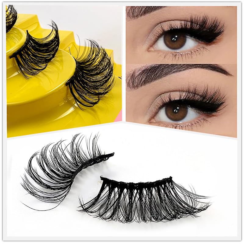 Miniatura 5 de 10 pares de pestañas postizas de banda transparente, diseño LASGOOS, aspecto natural, cruz de esquina, falsas, uso diario, para uso diario, mini