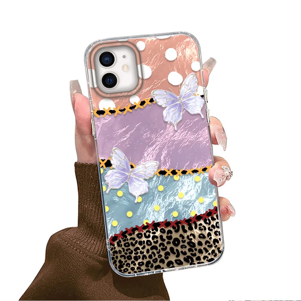 Tedyhulle für iPhone 12/12 Pro 6,1" Hülle, Weich TPU Rahmen Harter PC-Rückseite Case mit Bunte Leopard Motiv, Dünne Handyhülle Stoßfeste Kratzfest Schutzhülle für Frauen Mädchen Aesthetic Glitzer