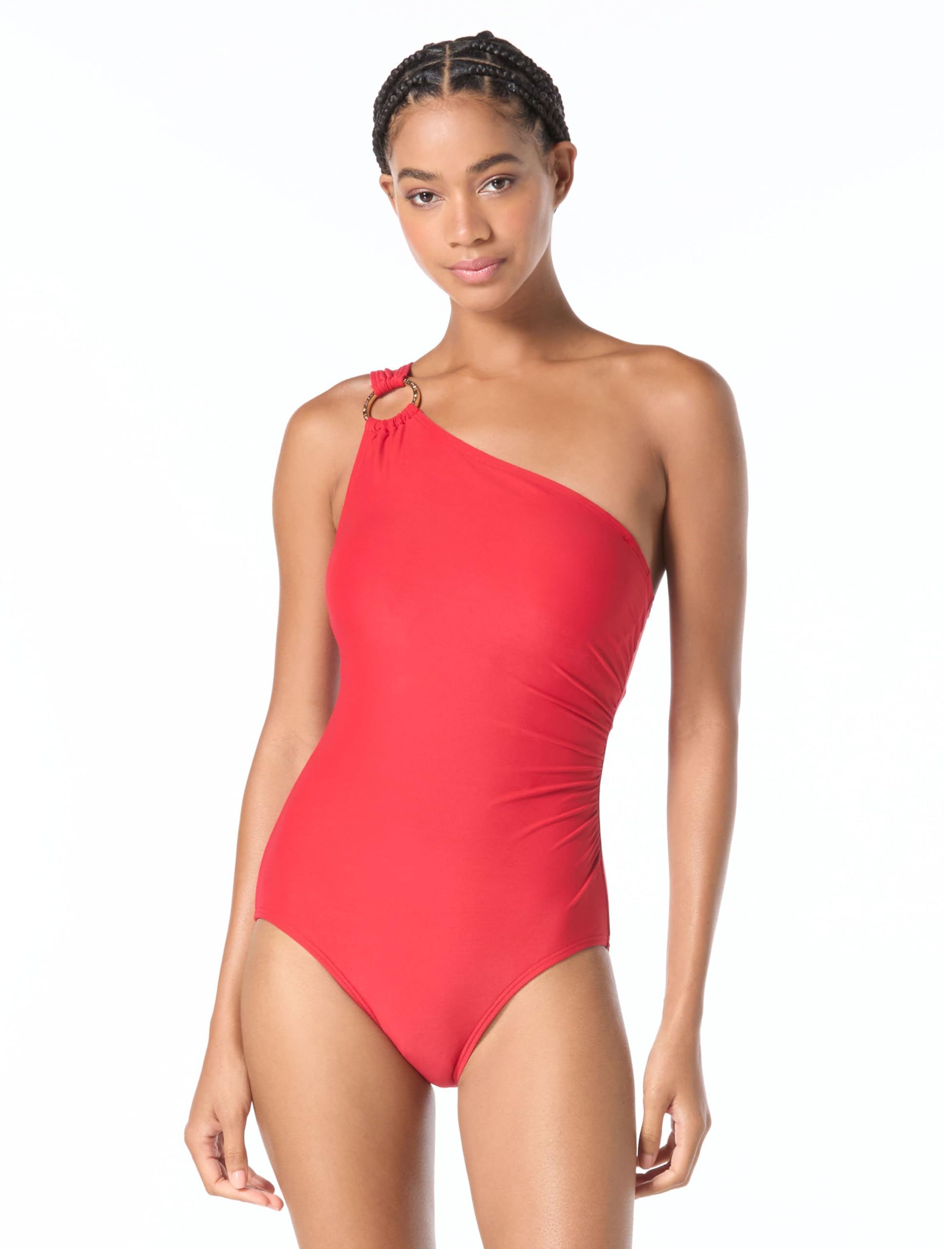 Michael Kors Women's Standard Solid Logo Ring Shoulder One Piece