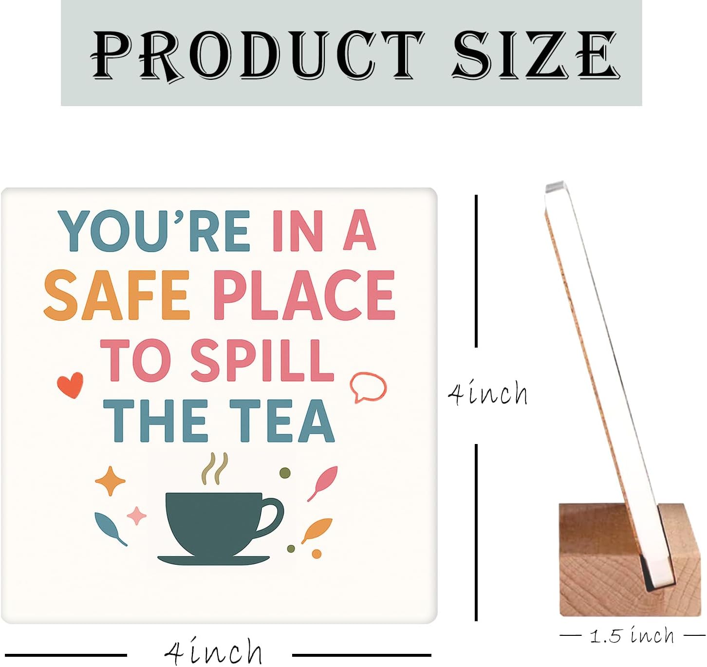 Cute Therapy Office Desk Decor School Counselor Office Decor Therapist Gifts for Women Counseling Office Decorations Psychology Gifts - You Are In A Safe Place To Spill The Tea Sign, Funny Humor Desk Sign image 5