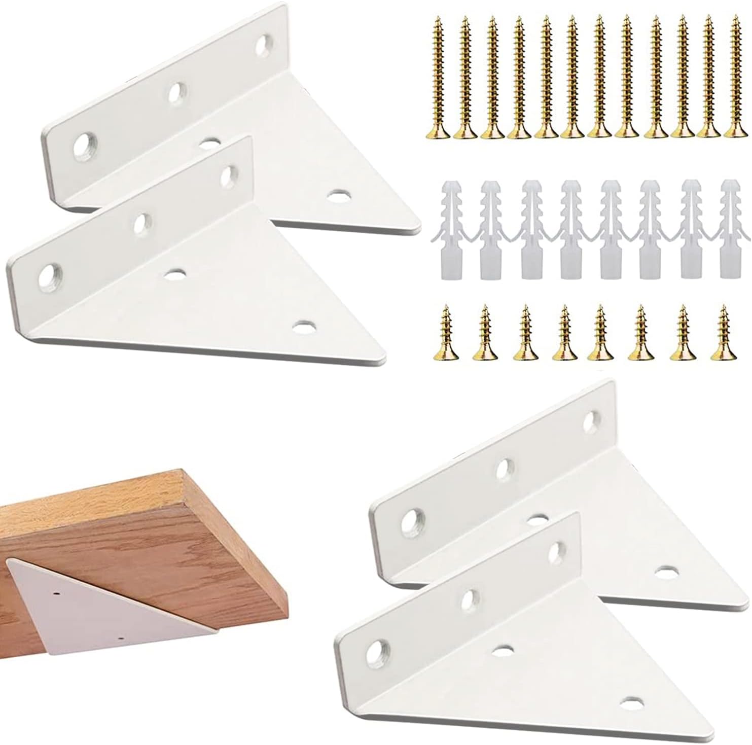 Halyuhn White Floating Shelf Brackets 4 x 3 inches for Small Floating