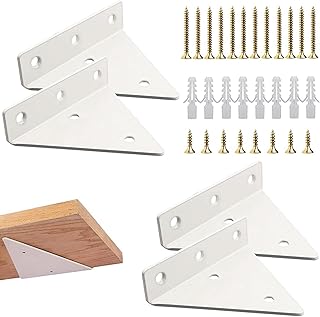 Halyuhn Floating Shelf Cast Iron Brackets Shelf Triangle Support Rust-Proof and Anti-Corrosion，4PCS Shelf Support for Wall Mounted, White