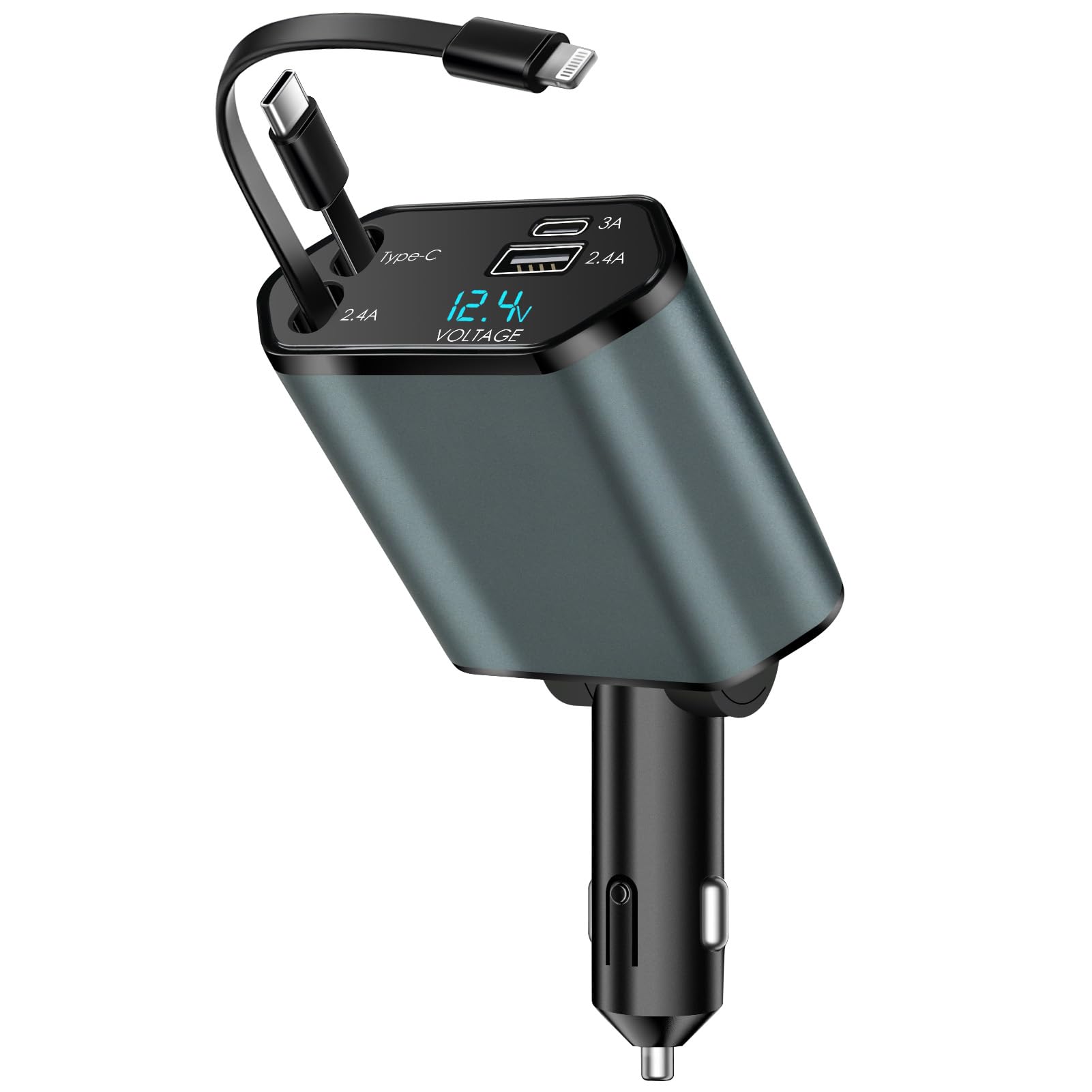 Caricatore Auto Retrattile 3-in-1 75W - Ricarica Rapida PD30W Per IPhone, Samsung E Tablet - Foto 11