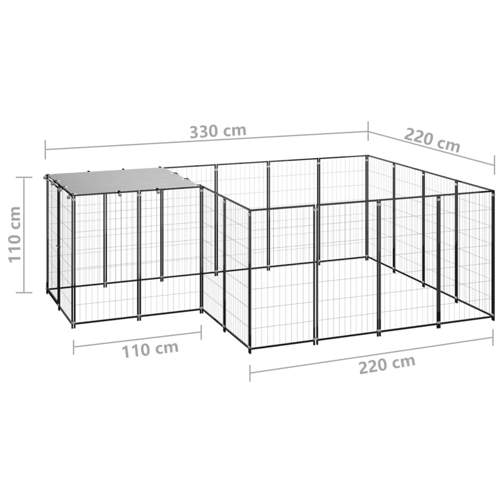 Homgoday Czarna klatka dla psa 6,05 m² stalowa klatka dla psa wewnętrzna klatka dla psa Kennel dla psów klatki dla psów klatki dla psów ogrodzenie dla psa na zewnątrz model 3082205