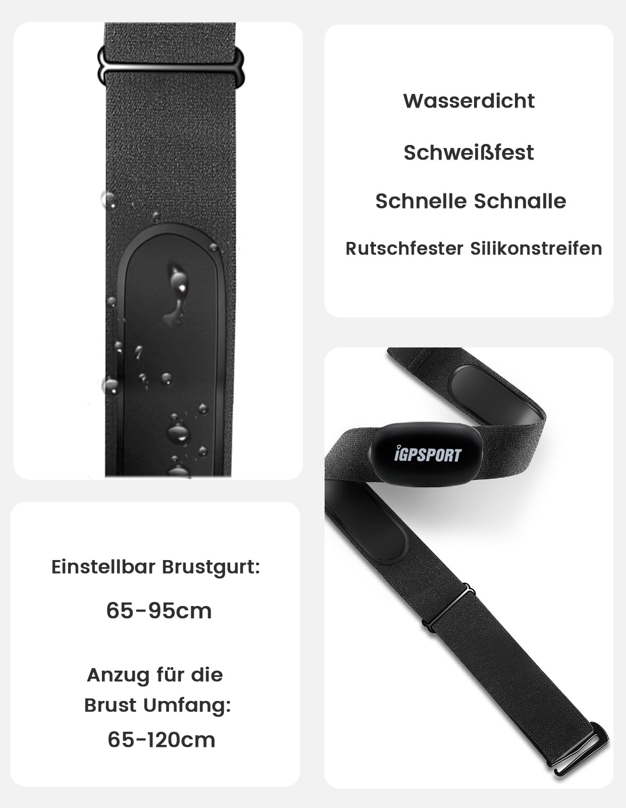 iGPSPORT HR40 Herzfrequenzmesser Pulsmesser Armband, Brustgurt Pulsmesser zur Aufzeichnung von Herzfrequenzwerten, ANT+ & Bluetooth HRM Messung IP67 Wasserdicht Herzfrequenzmesser (HR40)