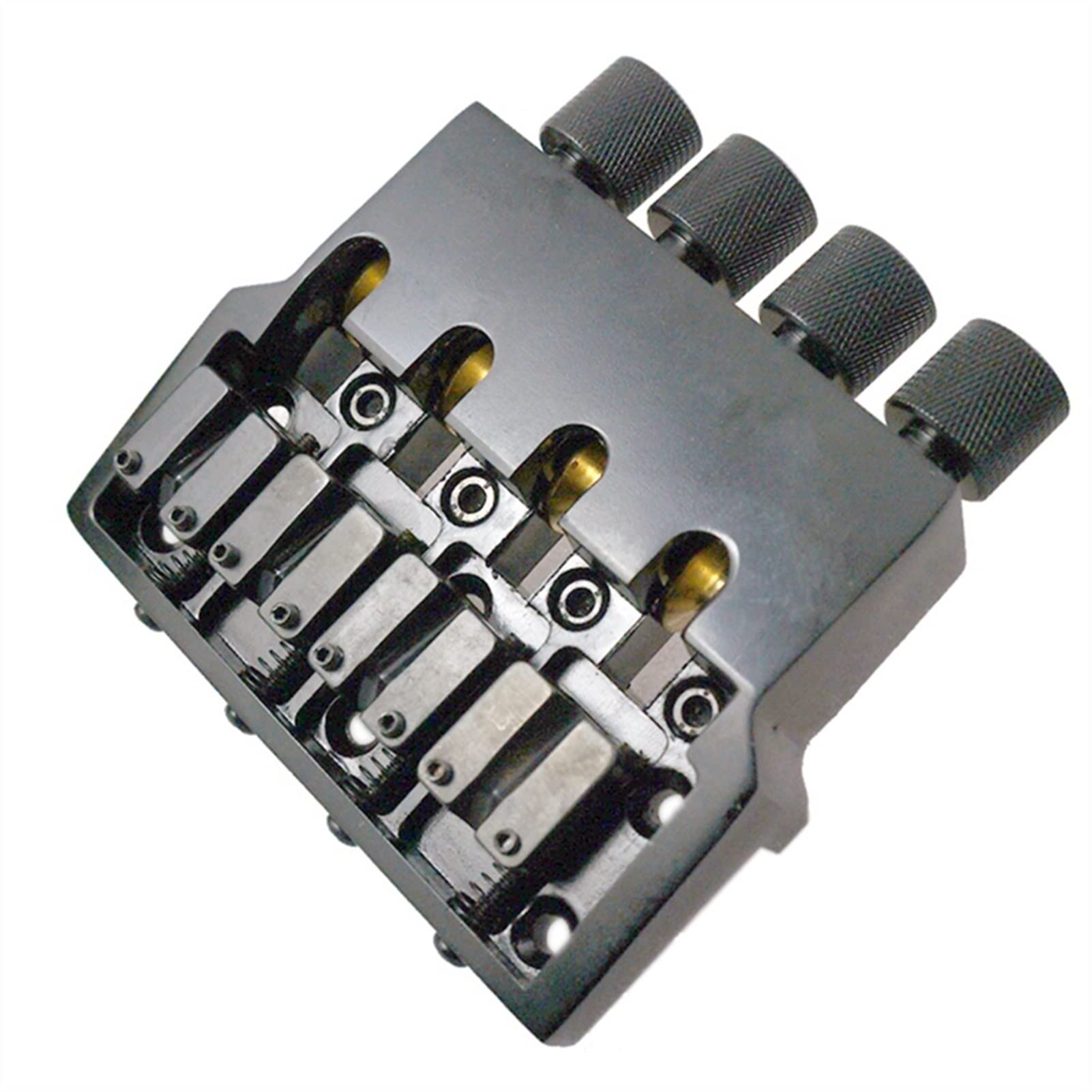 Parti di ricambio chitarra 1 Set Di Sella Rulli Nera 4 Corde Bass Guitar Bridge Per Accessori Per Chitarra Senza Testa