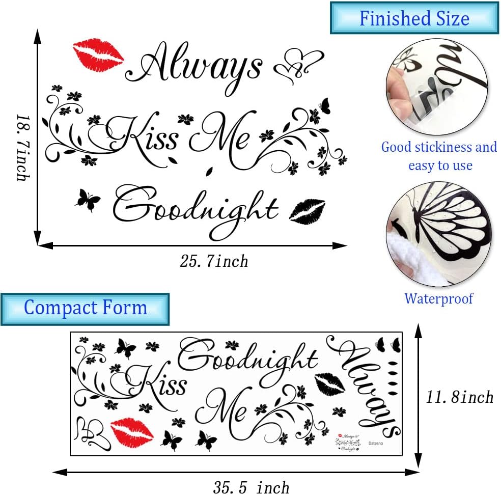 Aeways Kiss Me Goodnight Wall Stickers Decals Wall Decor Home Decorations