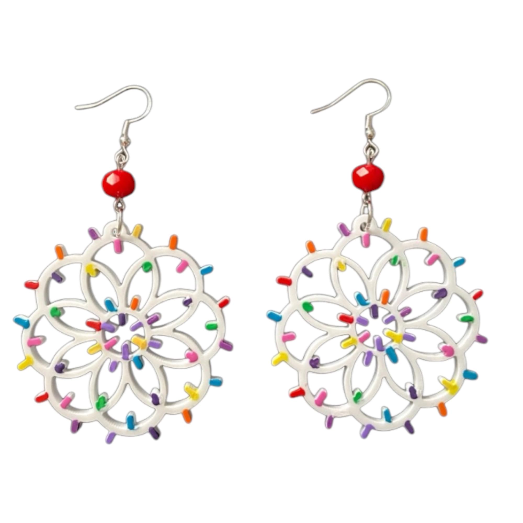 Orecchini dipinti a mano ArteLisanti – LUMINARIE SALENTINE COLOR - pendenti da donna in plexiglass, Gioielli Salento, Gancio in argento, Made in Italy, Bijoux da donna, Lavorazione Artigianale, regalo
