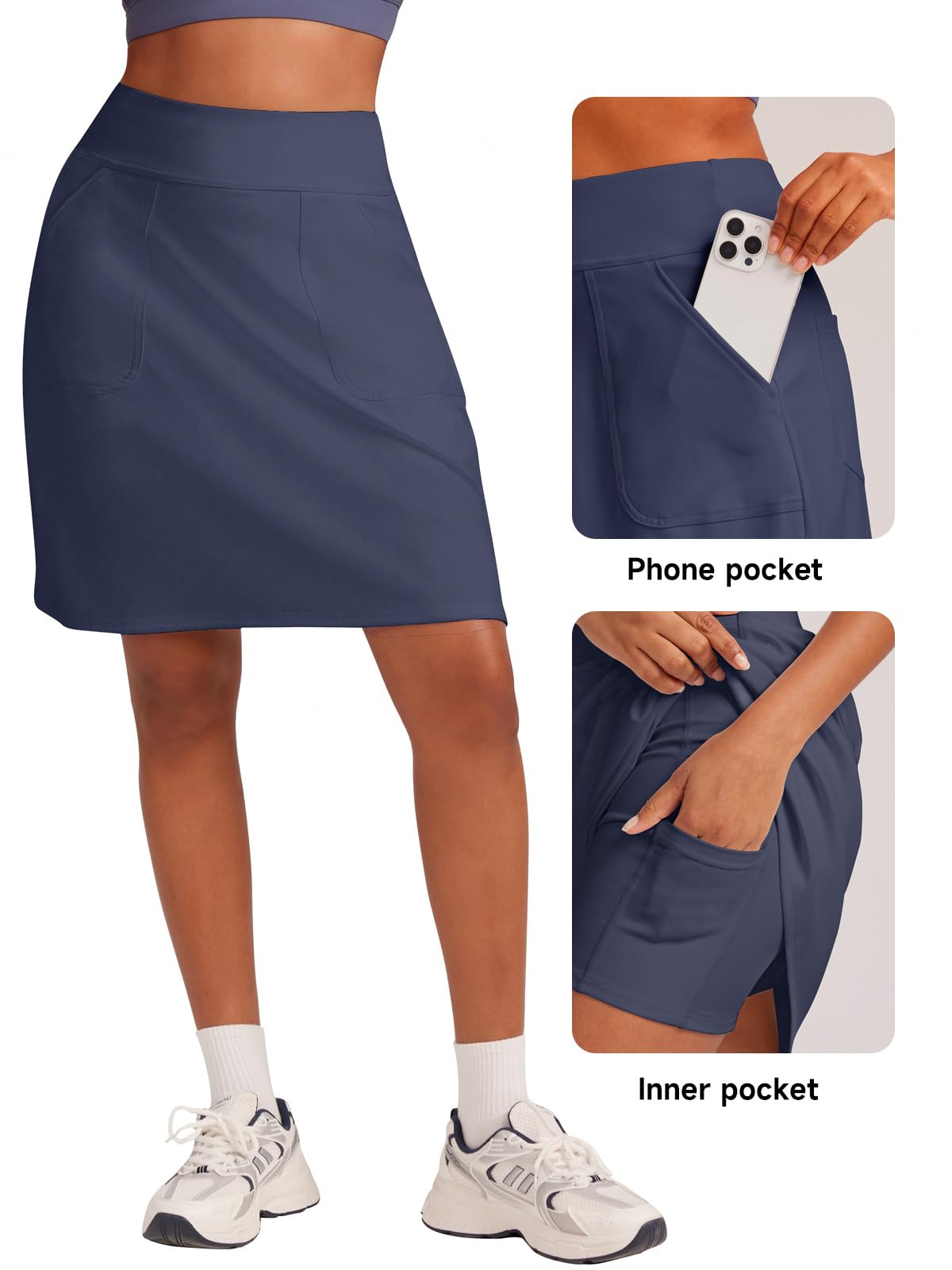 VUTRU Activewear, gonna da tennis da donna, lunghezza al ginocchio, con pantaloncini interni, gonna da tennis da donna, perfetta per sport, golf, tennis
