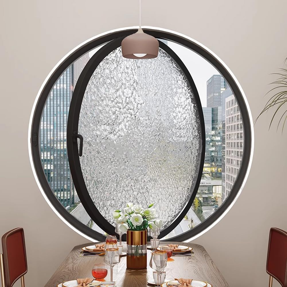 Ventana de ventilación giratoria 360°, Ojo de Buey Redondo de Vidrio de Seguridad Negro y aleación de Aluminio, para baño, Cocina y Sala de Juegos – solución de ventilación de 65 cm (25,5 PU