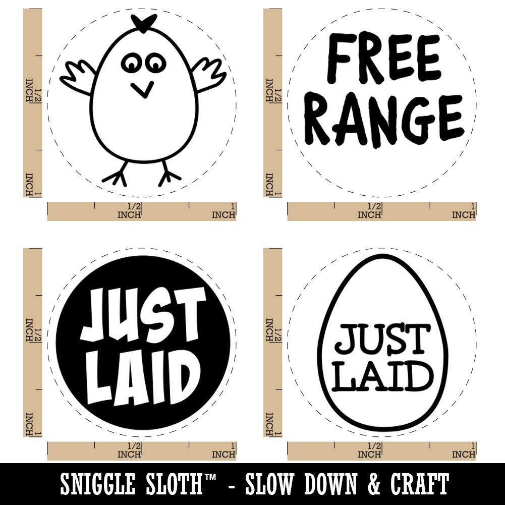 Just Laid Egg Free Range Chicken Rubber Stamp Set for Stamping Crafting Planners - 1 Inch Medium