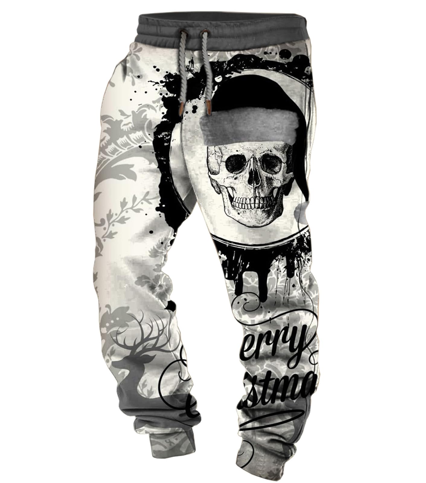 XUSAI Men's Western Fleece Country Sweatpants Skull Graphic Casual Loose Plus Size Jogging Pants Gym Workout Active Pants,B,XXL
