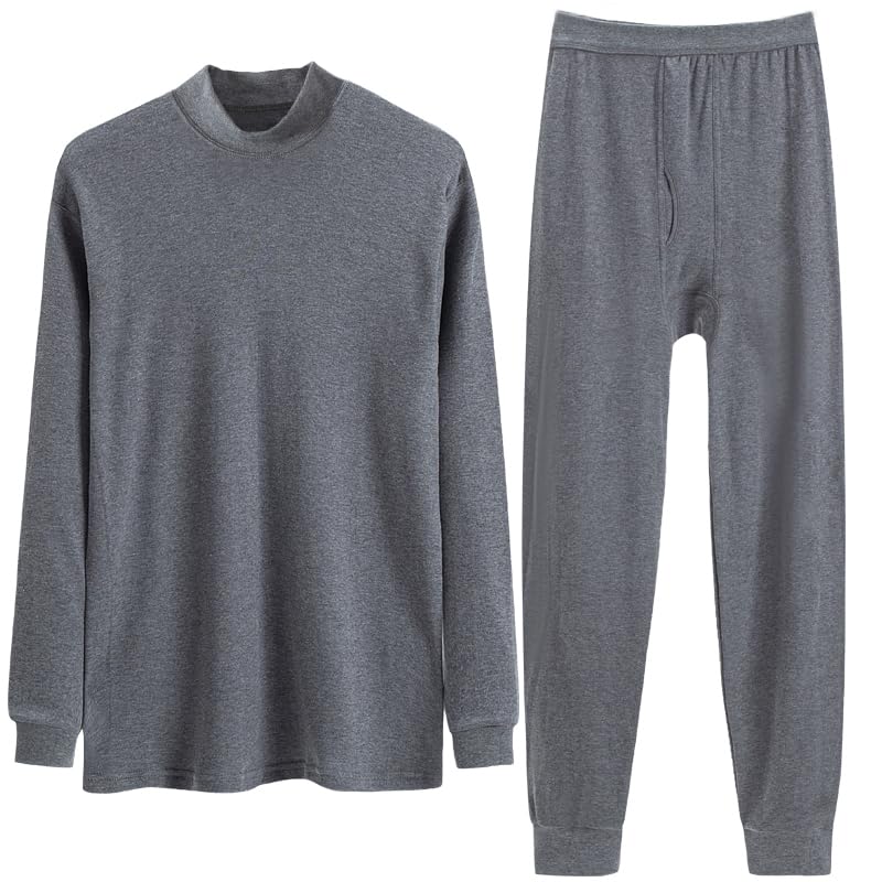 Thermal Underwear Set for men Big Size 7X 150kg top bottom set 100% cotton turtle neck base layer
