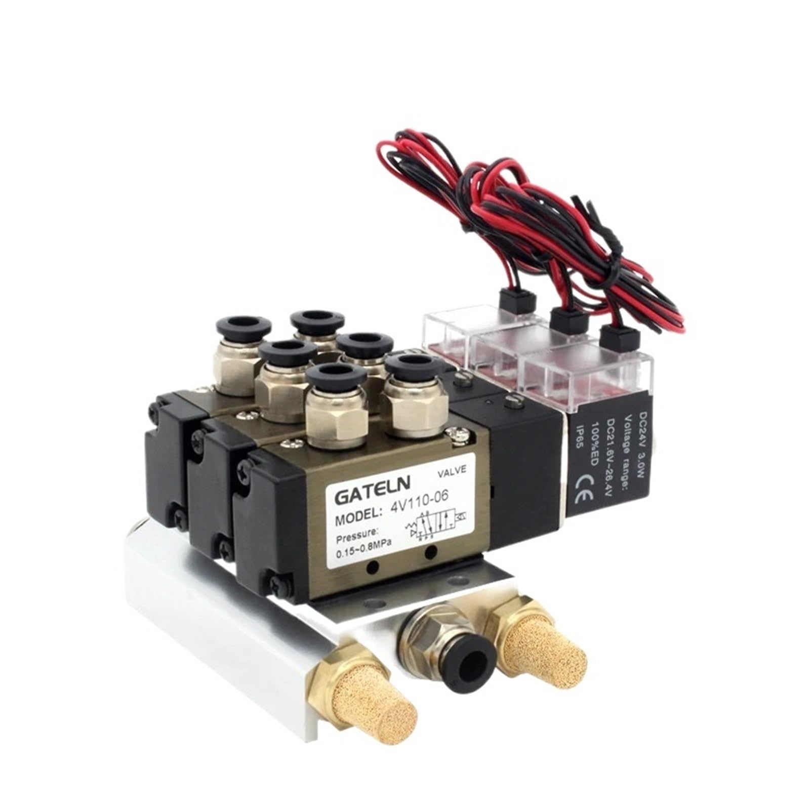 Électrovanne 4V110-06 DC12V 5 voies distributeur pneumatique 3 stations raccord alu