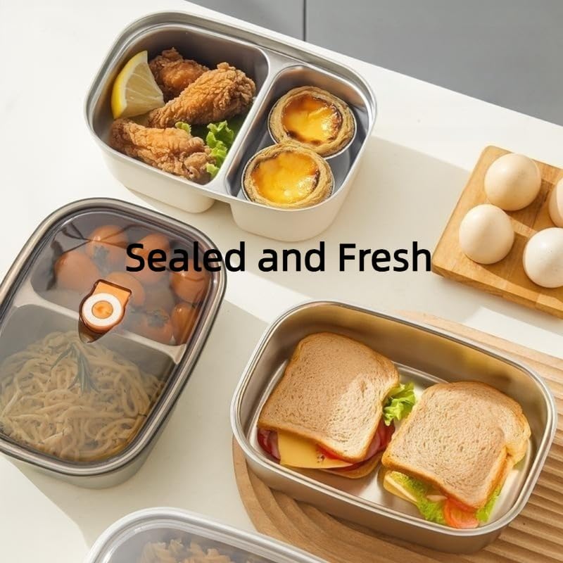 Image of Sinbyuer Stainless Steel Lunch Box with Compartments & Leakproof Lid - 304 Food Grade Bento Box, Portable Tiffin Box for Kids & Adults, BPA-Free, Durable Meal Container