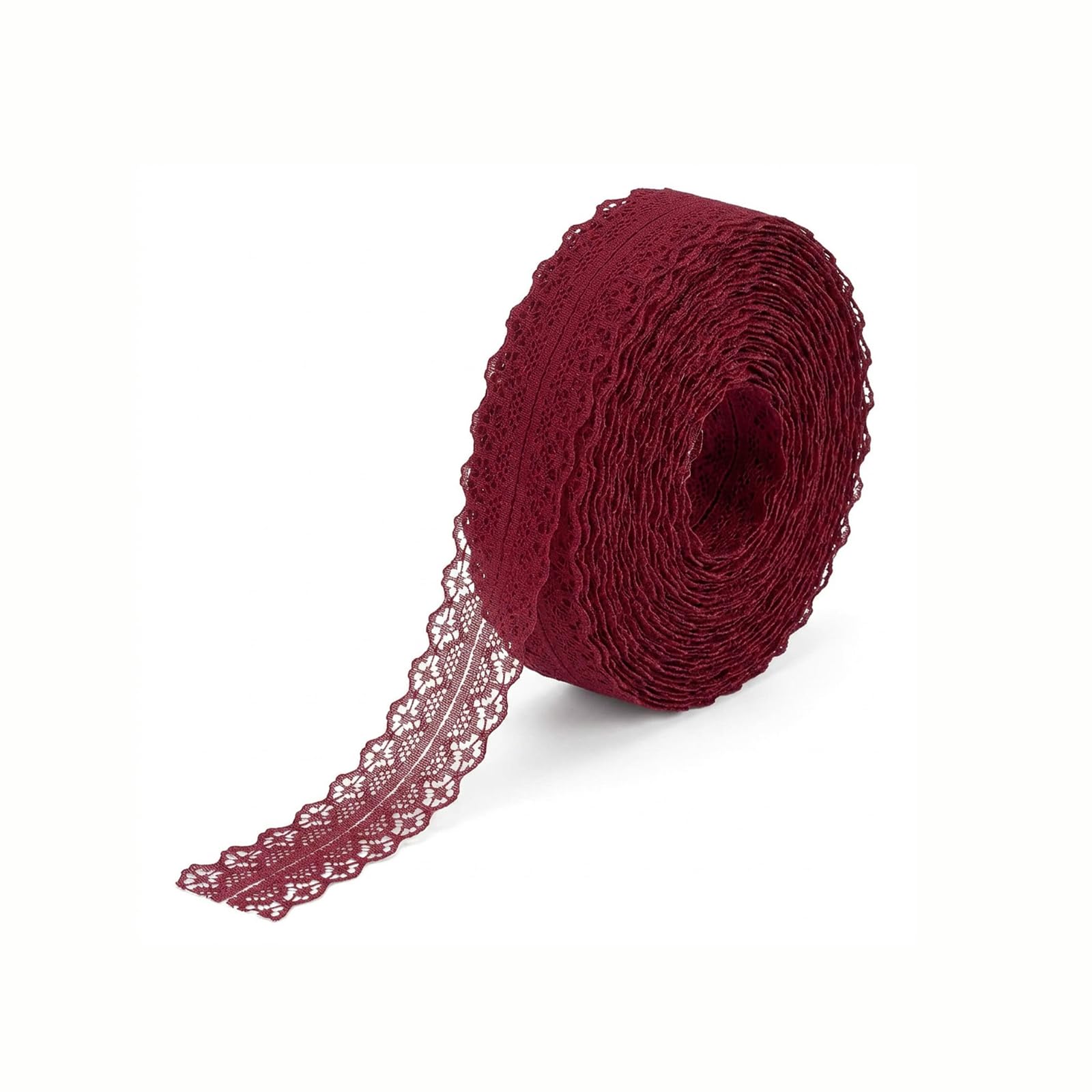 Burgundy Red Lace Trim Ribbon Floral Pattern Maroon, 1Pcs