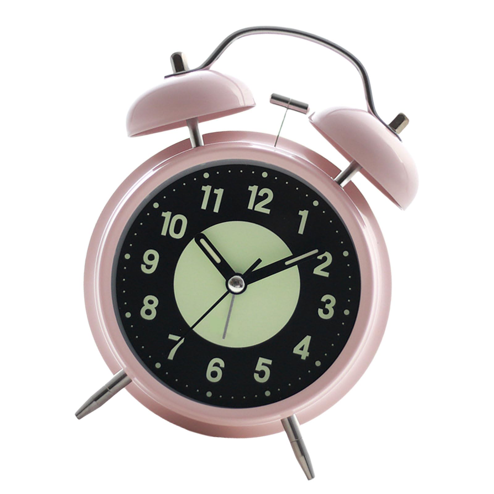 YWLUUOO Loud Alarm Clock with Double Bells and Nightlight Quiet Mechanism Glowing in Dark Dials Desk Clock for Bedroom Wake Up Alarm