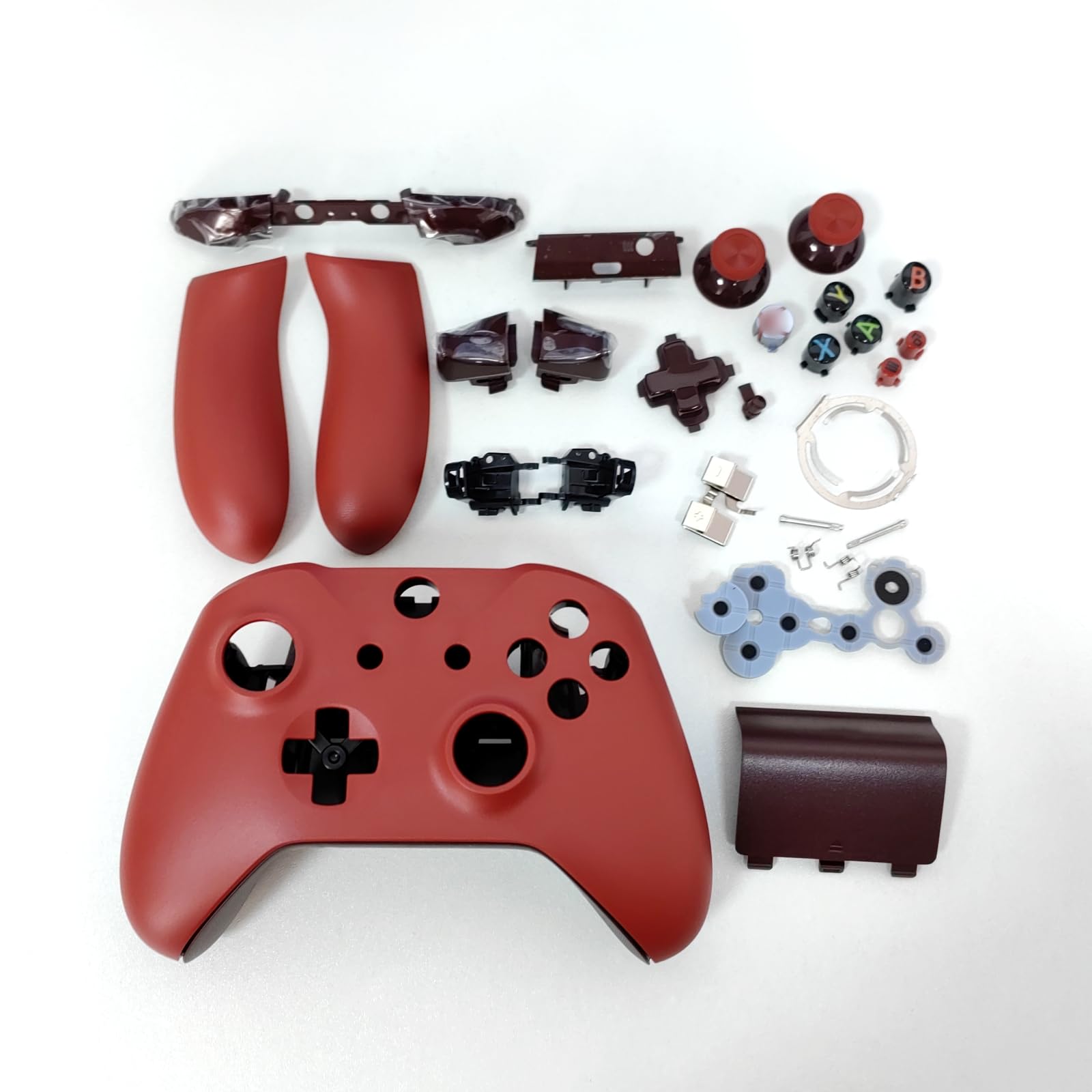 Hzxkqmil Kit de Carcasa Completa de Repuesto para Xbox One S/X Controller (Modelo 1708), Estuche de Bricolaje Cubierta Frontal Placas Traseras Rieles Laterales Botones Accesorios, Rojo