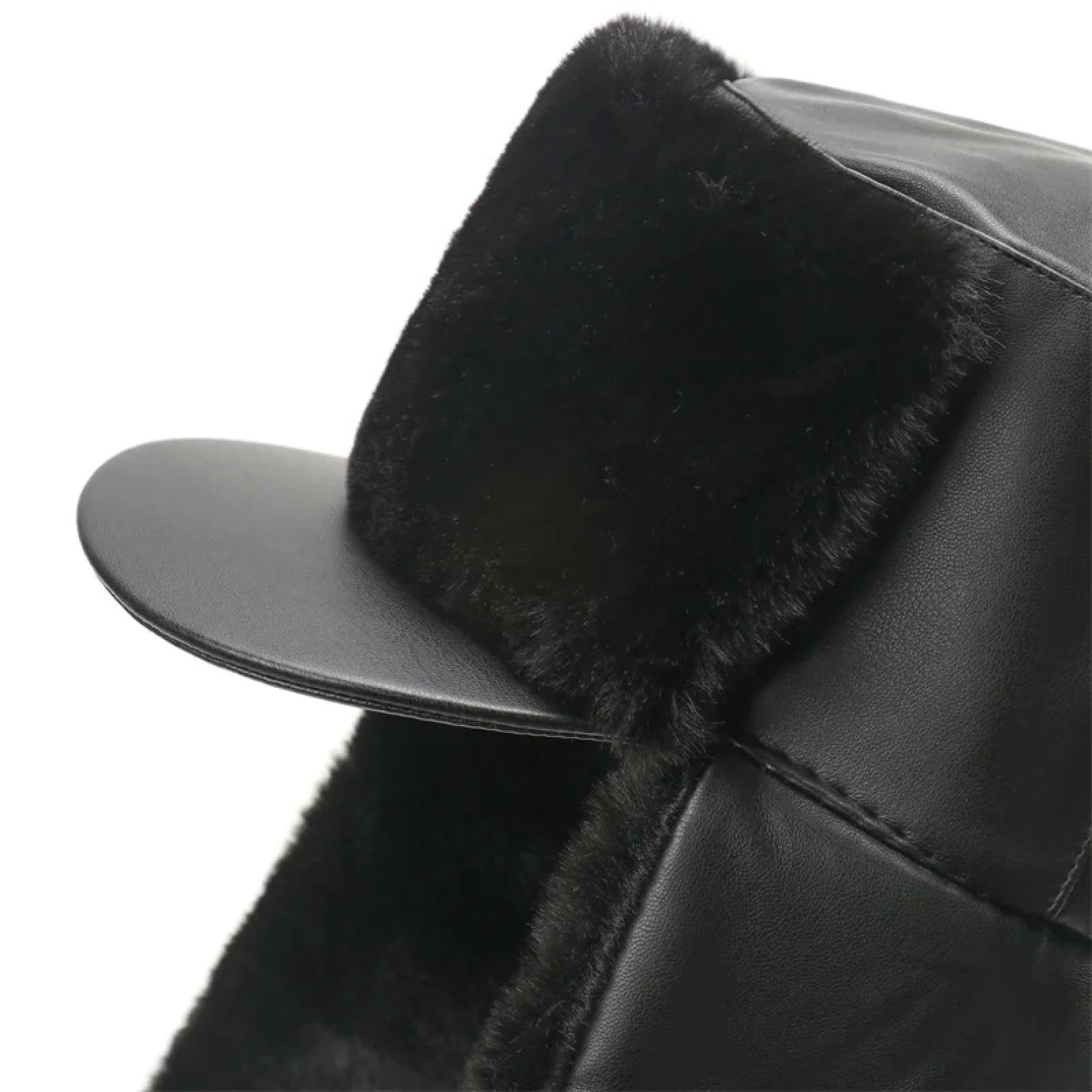 Gorros De Aviador Gorros De PU para Invierno Gorro Cálido para Nieve para Mujeres Y Hombres Gorros Térmicos con Orejeras Sombrero para Exteriores