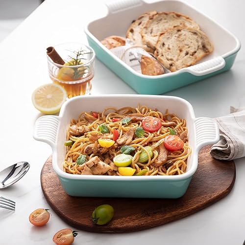 Miniatura 29 de Sweejar Ceramic Baking Dish, Rectangular Small Baking Pan with Double Handles, 20 Oz for Cooking, Brownie, Kitchen, 6.5 x 4.9 x 1.8 Inches(Red)