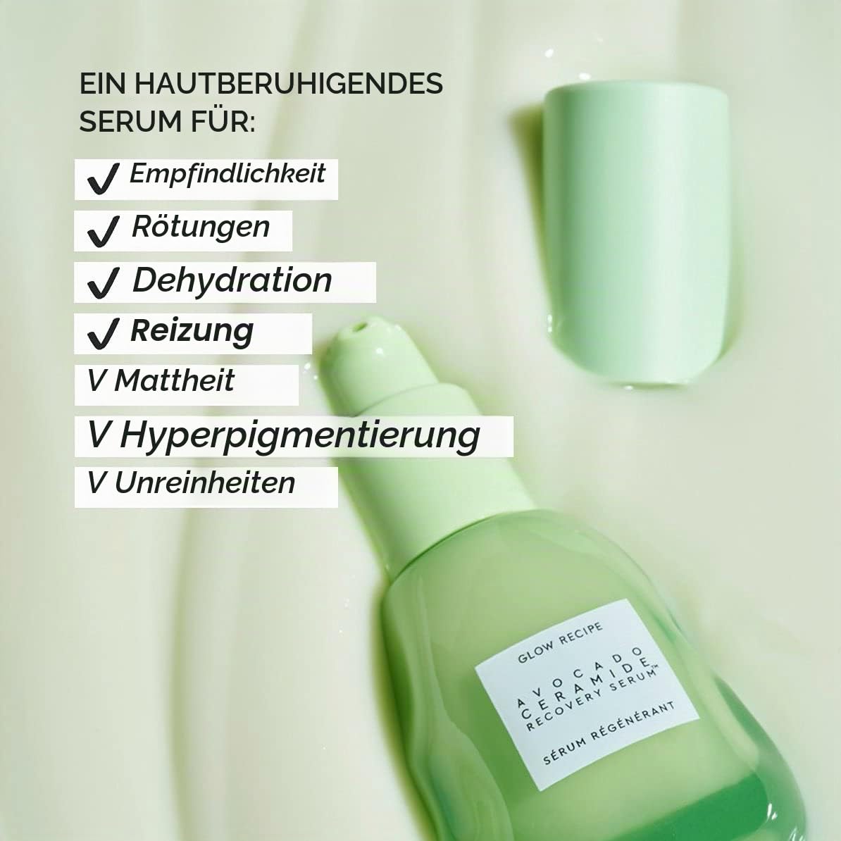 Glow Recipe Avocado Ceramide Recovery Serum - Antioxidantireiches Gesichtsserum für empfindliche Haut mit Avocadobutter + Avocado-Extrakt, 30ml