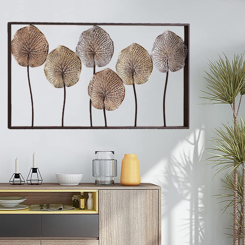 3D Wanddeko Wohnzimmer 127x44cm - Metall Blumen Wandskulptur Für Sofa Hintergrund & Büro