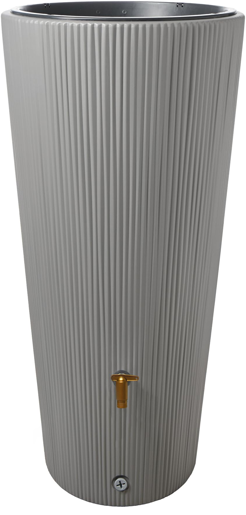 4rain VASO DECOR zbiornik na deszczówkę 220 l, szary cynkowy | z misą na rośliny, 2w1, funkcjonalny zbiornik do zbierania deszczówki, idealny do ogrodu