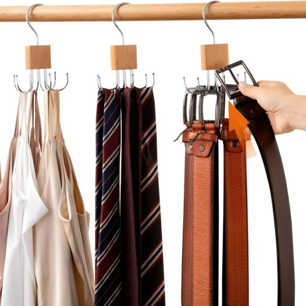 Amazon.co.jp: ベルトハンガー 3本組 ベルト収納 木製 ネクタイ