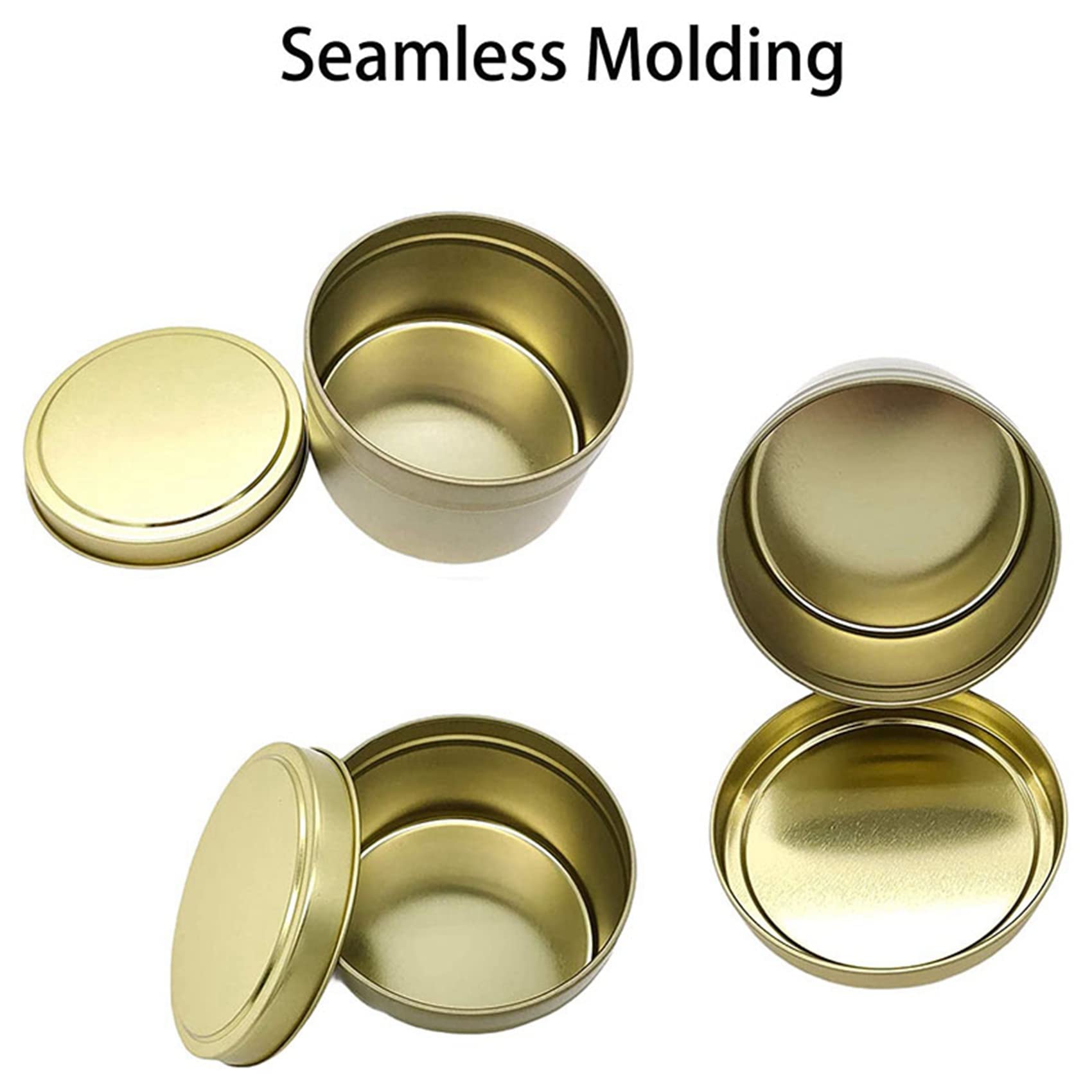 Lot de 48 boîtes à bougies en métal de 100 ml pour la fabrication de bougies, l'art, le stockage à sec, or