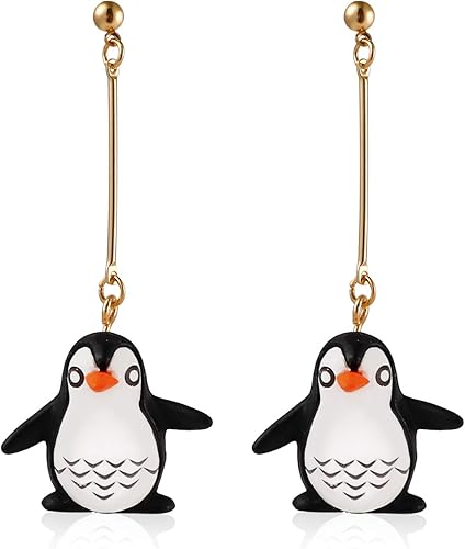 Lindos pingüinos de leones marinos largos pendientes colgantes de resina animal marino marino para mujer joyería-pingüino, Metal Resina, No es una