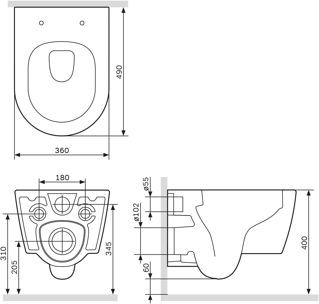 Comparatif avant/après hygiène avec toilette sans rebord
