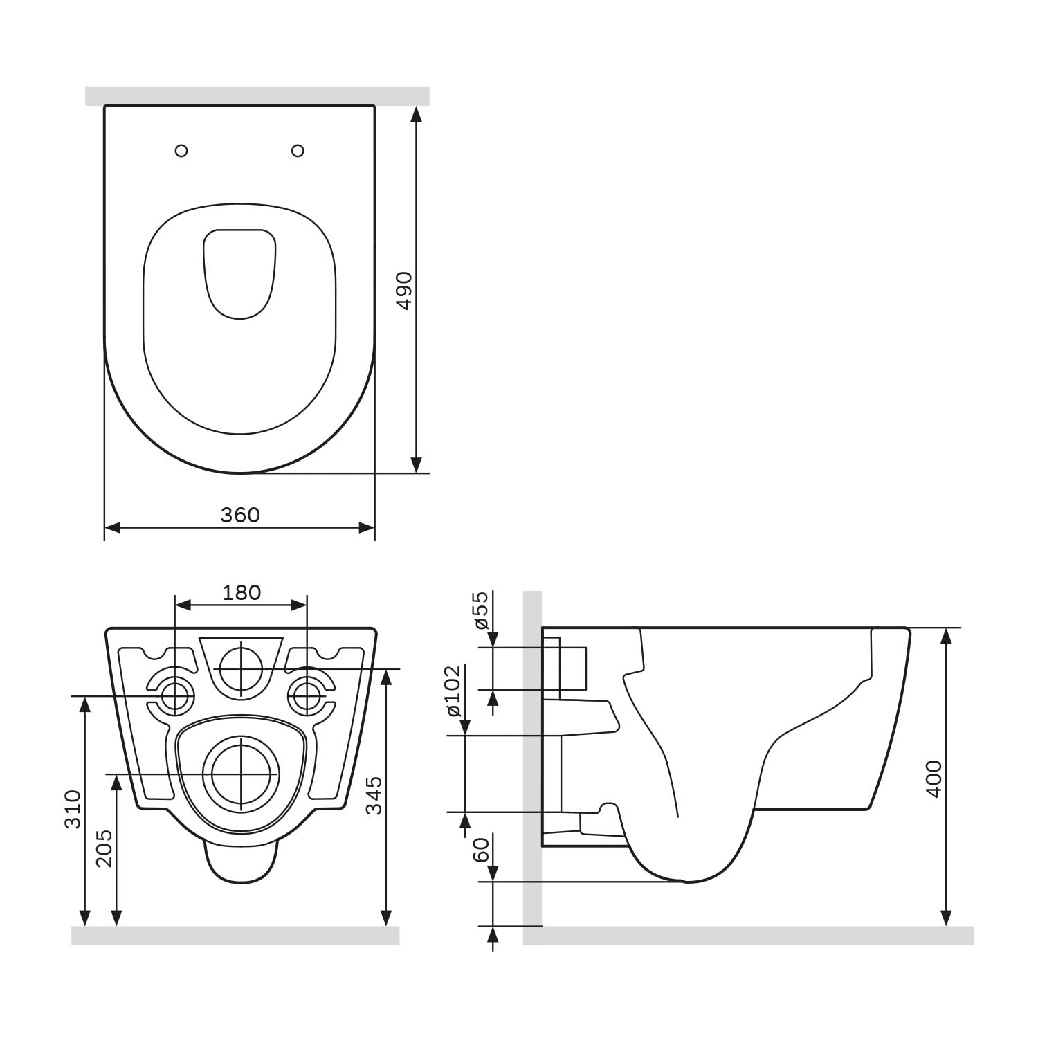 Pack WC suspendu Kit complet de WC suspendu, élément de paroi avant montage Prime Fit + WC mural noir sans rebord de chasse+ plaque de déclenchement + abattant WC avec système d'abaissement