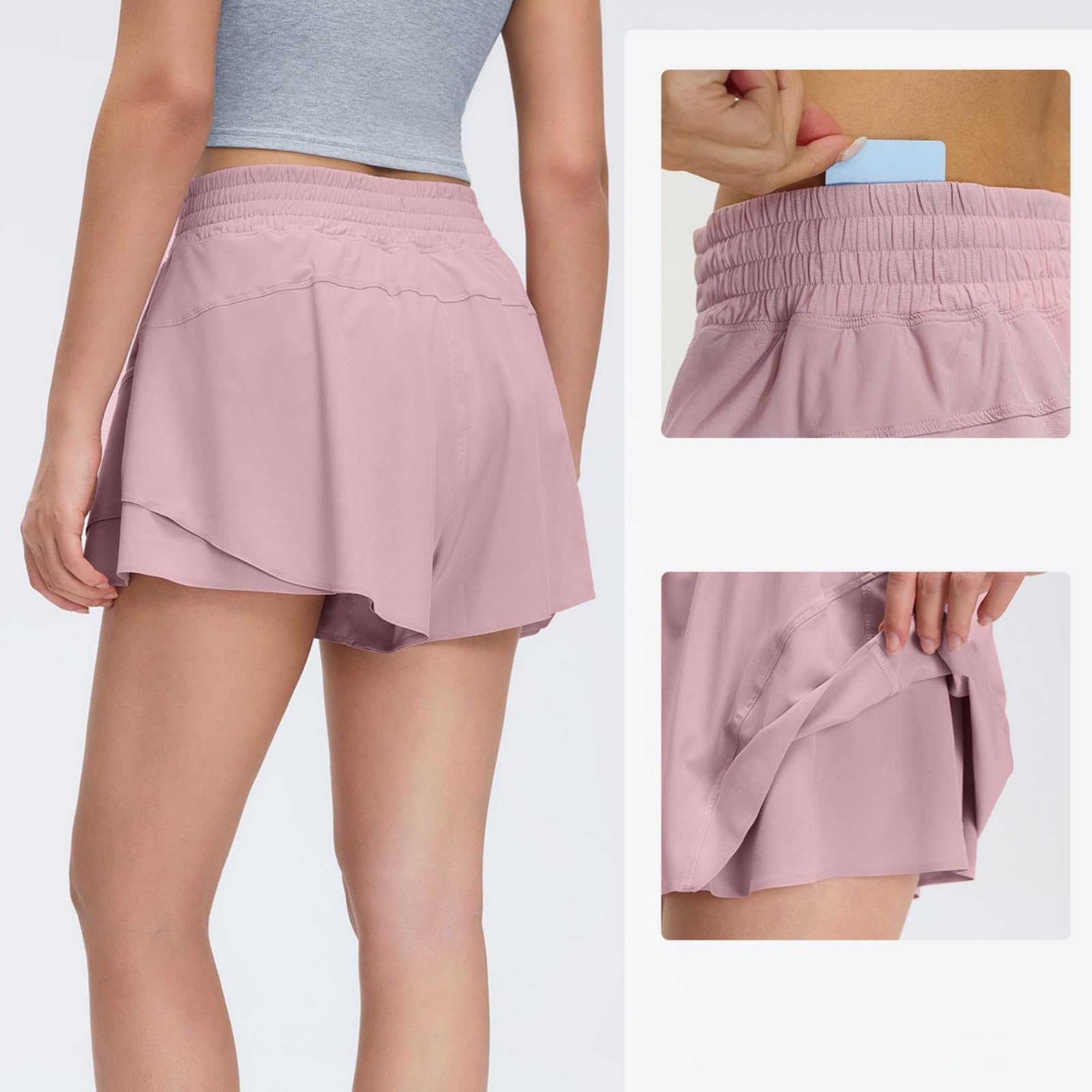 Pantaloncini Donna Sportivi Modello A Strati Plissettato con Ampia Fascia in Vita E Pantaloncini Interni, Ideale per Tennis E Allenamento in Palestra